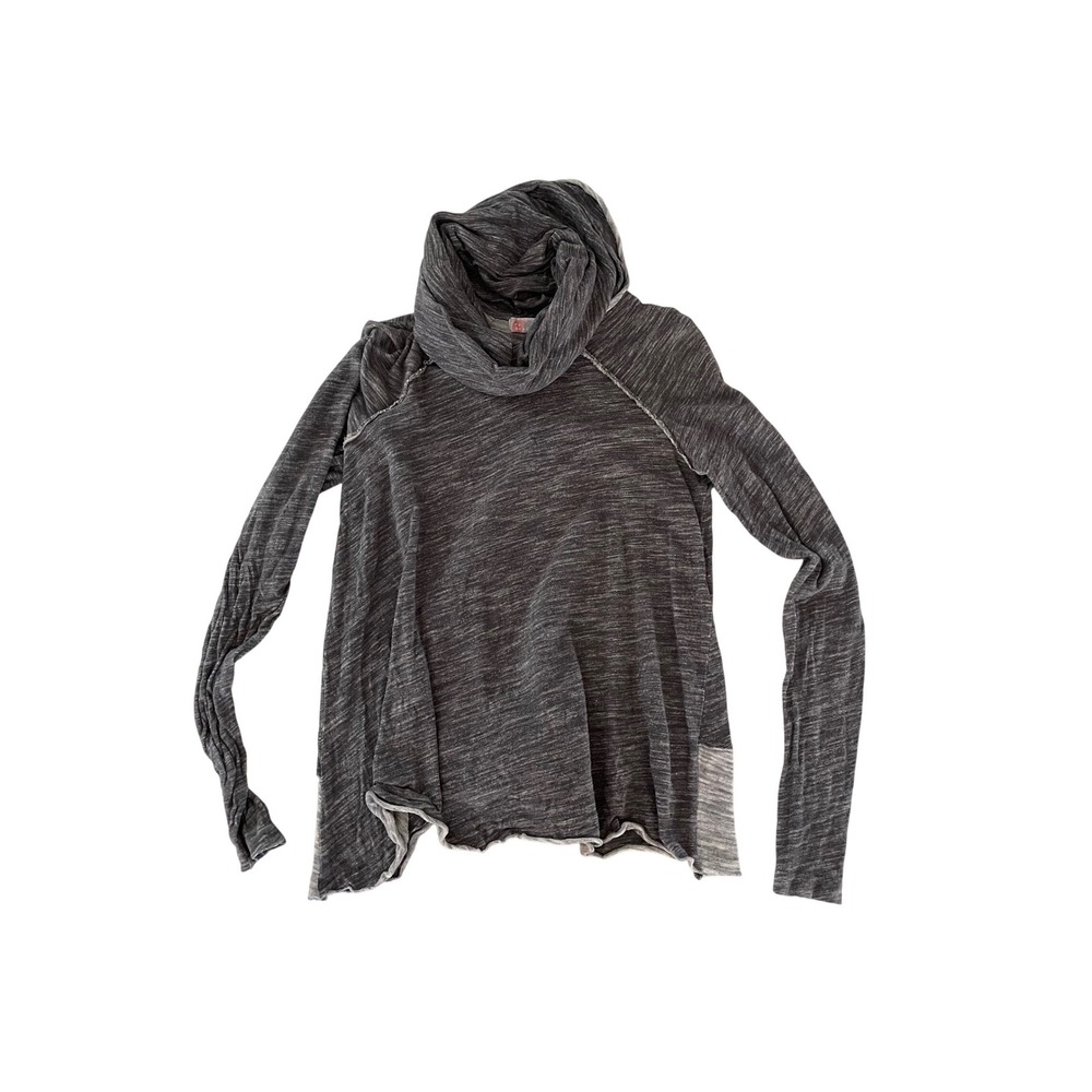 Free People Beach One‎ Body Cowl Neck Pullover Space Dye Grey Boho Top OS